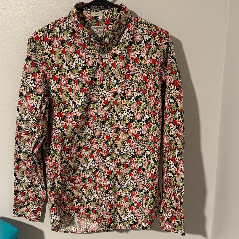 J. Crew Slim Fit Floral Shirt - 98% organic cotton, men’s size small